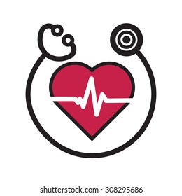 cardiology icon flat style