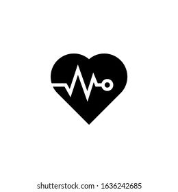 Cardiology icon vector in black flat shape design isolated on white background, Vector icon eps 10