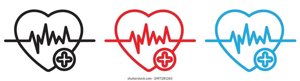Icono de cardiología Vector logo set colección para Web App ui