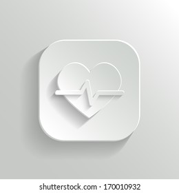 Cardiology icon - vector white app button with shadow