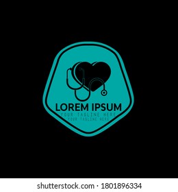 Cardiology illustration vector logo design for medical and health care.
