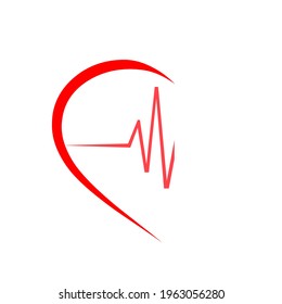 Cardiology illustration vector logo design healthcare and medical symbols diagnosis cardiogram ecg icon hospital and clinic company logo.