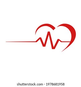 Cardiology illustration vector logo design healthcare and medical symbols diagnosis cardiogram ecg icon hospital and clinic company logo.