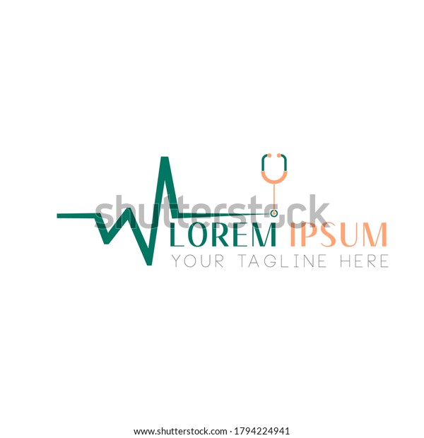 Cardiology Illustration Vector Logo Design Medical Stock Vector ...