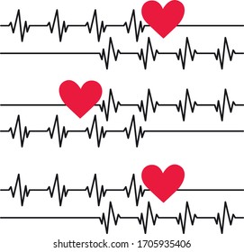 Línea de cardiología, corazón, vector, ilustración de fondo