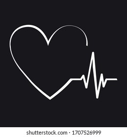 Línea de cardiología, corazón, vector, ilustración de fondo
