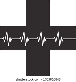 Сross, Cardiology line, vector, background illustration