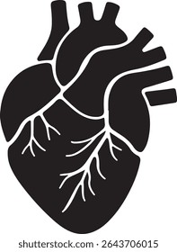 Cardiology Logo Design with Anatomical Heart Silhouette – Vector Style on White Background