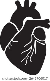 Cardiology Logo Design with Anatomical Heart Silhouette – Vector Style on White Background