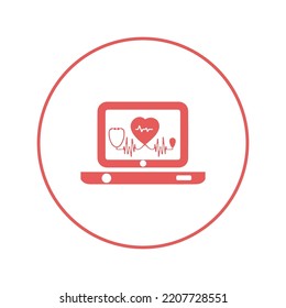 Cardiology machine monitor echography icon | Circle version icon |