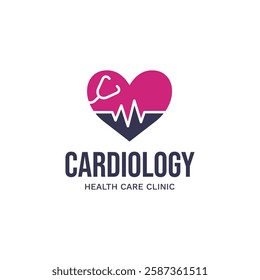 Cardiology medical care logo design.