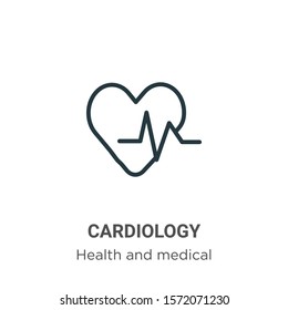 Cardiology outline vector icon. Thin line black cardiology icon, flat vector simple element illustration from editable health and medical concept isolated on white background