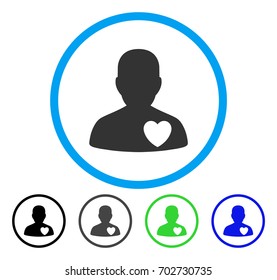 Cardiology Patient rounded icon. Vector illustration style is a flat iconic symbol inside a circle, black, grey, blue, green versions. Designed for web and software interfaces.