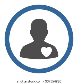Cardiology Patient vector icon. Style is bicolor flat rounded symbol, cobalt and gray colors, rounded angles, white background.