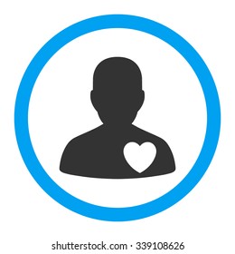 Cardiology Patient vector icon. Style is bicolor flat rounded symbol, blue and gray colors, rounded angles, white background.