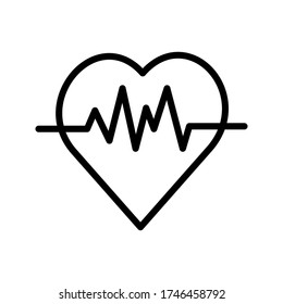 Grafo de pulso cardiológico en línea y electrocardiógrafo plano del ritmo cardio. Señal de pulso cardíaco en el monitor. Golpe de corazón. Icono de frecuencia cardíaca. Ilustración del vector.EPS10