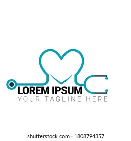 Cardiology stethoscope doctor illustration vector logo design for medical and health care clinic and pharmacy symbols.