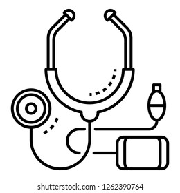 Cardiology stethoscope icon. Outline cardiology stethoscope vector icon for web design isolated on white background
