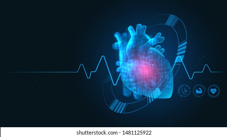 Cardiology Technology Concept Health Care With Medical Icons