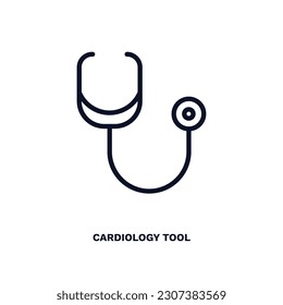 icono de herramienta de cardiología. Icono de herramienta de cardiología delgada de la colección de educación y ciencia. Vector de contorno aislado en fondo blanco. El símbolo de herramienta de cardiología editable puede ser utilizado web y móvil