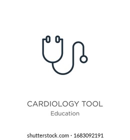 Icono de herramienta de cardiología. Icono de contorno de herramienta de cardiología lineal delgada aislado en fondo blanco de la colección de educación. Signo vectorial de línea, símbolo para web y móvil