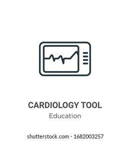 Cardiology tool outline vector icon. Thin line black cardiology tool icon, flat vector simple element illustration from editable education concept isolated stroke on white background