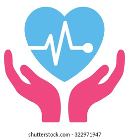 Cardiology vector icon. Style is bicolor flat symbol, pink and blue colors, rounded angles, white background.