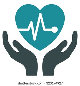 Cardiology vector icon. Style is bicolor flat symbol, soft blue colors, rounded angles, white background.