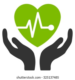 Cardiology vector icon. Style is bicolor flat symbol, eco green and gray colors, rounded angles, white background.