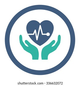Cardiology vector icon. Style is bicolor flat rounded symbol, cobalt and cyan colors, rounded angles, white background.