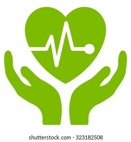 Cardiology vector icon. Style is flat symbol, eco green color, rounded angles, white background.