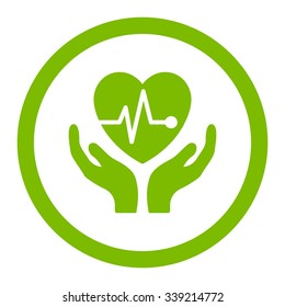 Cardiology vector icon. Style is flat rounded symbol, eco green color, rounded angles, white background.