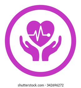 Cardiology vector icon. Style is flat rounded symbol, violet color, rounded angles, white background.
