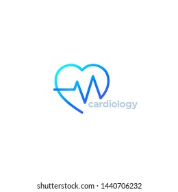 cardiology vector logo with heart
