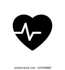 Cardiology Wave Monitor Heart Icon Black On White Background