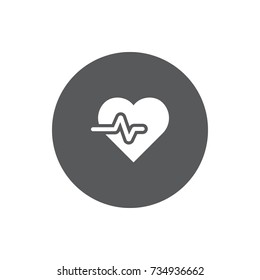 Cardiology Wave Monitor Heart Icon, Medical Sign On White Background