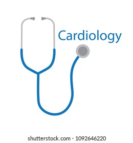 cardiology word and stethoscope icon- vector illustration