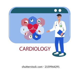 Cardiology.Cardiologist. Health Care Service Vector Illustration.