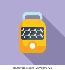 Cardiopulmonary defibrillator icon flat vector. First aid help. Portable device