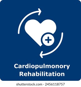 Cardiopulmonary Rehabilitation Blue  and White Icon. Symbol. Sign