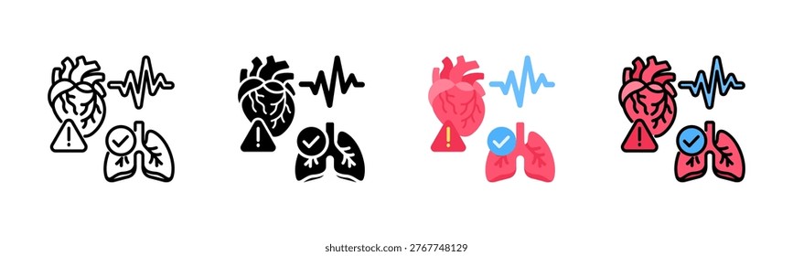Cardiopulmonary Status Icon Pack In Multiple Styles