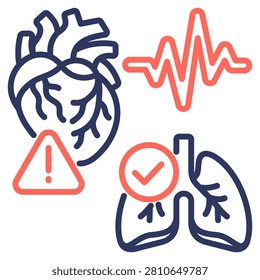 Cardiopulmonary Status Simple and clear vector icon web design and for presentation