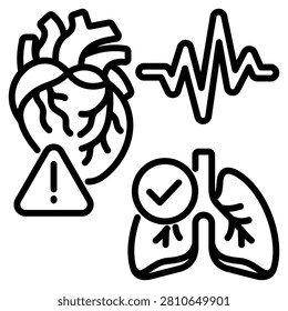 Cardiopulmonary Status Simple and clear vector icon web design and for presentation