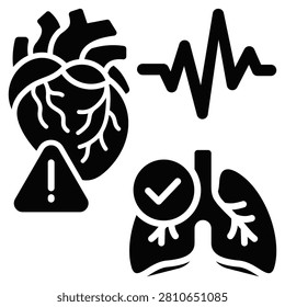 Cardiopulmonary Status Simple and clear vector icon web design and for presentation