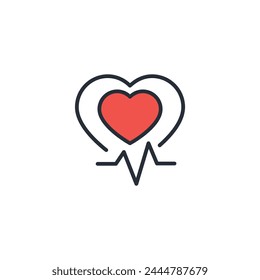 cardiorgam-Symbol. Vektorgrafik.Editierbarer Strich.Lineares Stilzeichen zur Verwendung Webdesign,logo.Symboldarstellung.