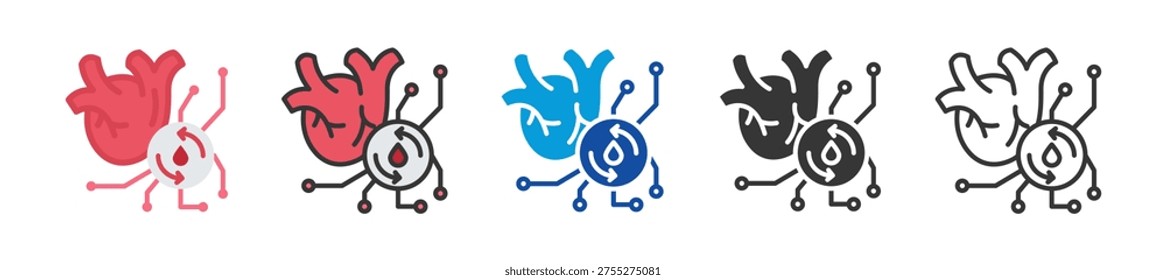 cardiovasc lar system icon set multi style various collection