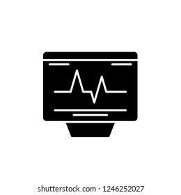 Cardiovascular check black icon, vector sign on isolated background. Cardiovascular check concept symbol, illustration 
