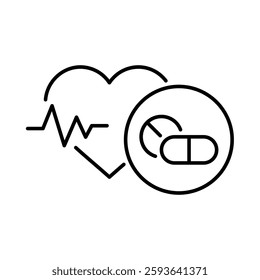 Cardiovascular drugs icon. Simple outline style. Vector. Isolate on white background.