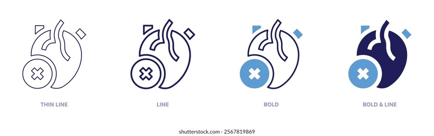 Cardiovascular icon in 4 different styles. Thin Line, Line, Bold, and Bold Line. Duotone style. Editable stroke.