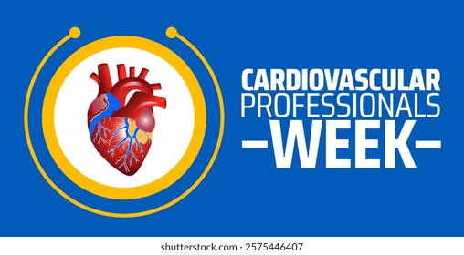 Cardiovascular Professionals Week background banner or poster design template. observed every year in February. Holiday concept. Use to any Template, card, poster, placard, template.